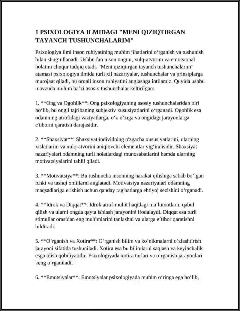 PSIXOLOGIYA ILMIDAGI "MENI QIZIQTIRGAN TAYANCH TUSHUNCHALARIM" 4