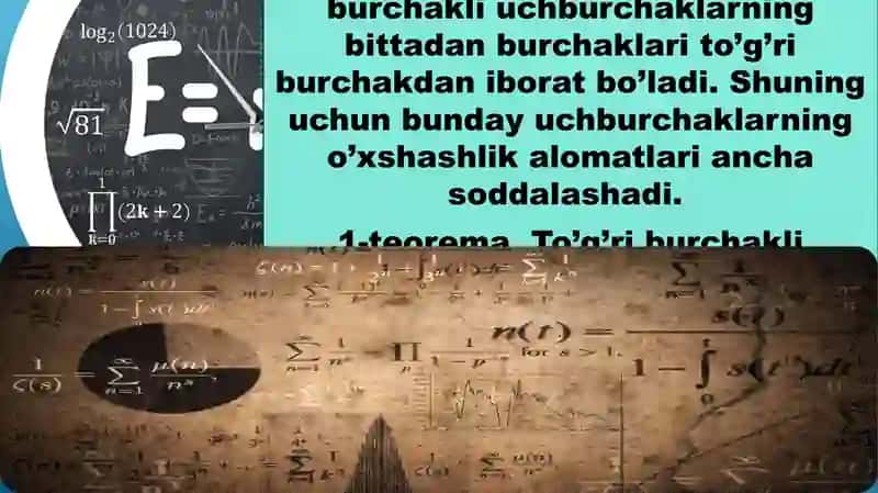 Oʻxshashlik alomatlarining isbotlashga doir masalalarga tatbiqlari 4
