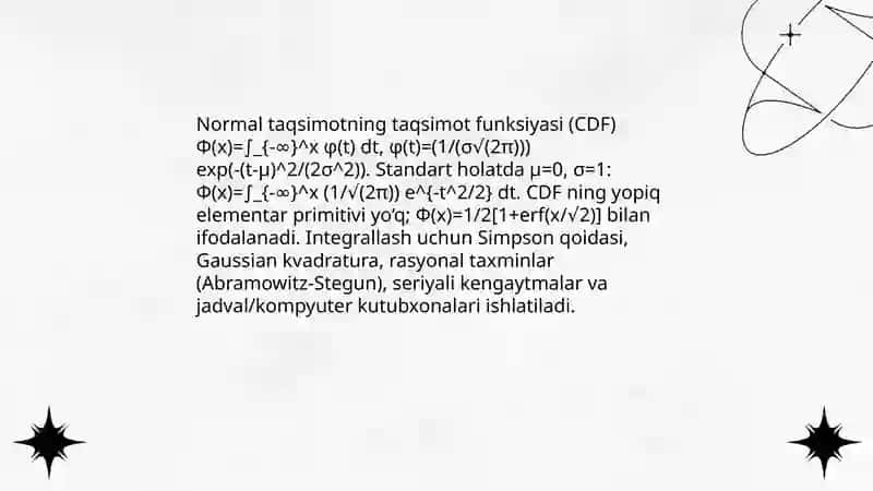 Normal taqsimotning matematik formulalari va uning xususiyatlari 4