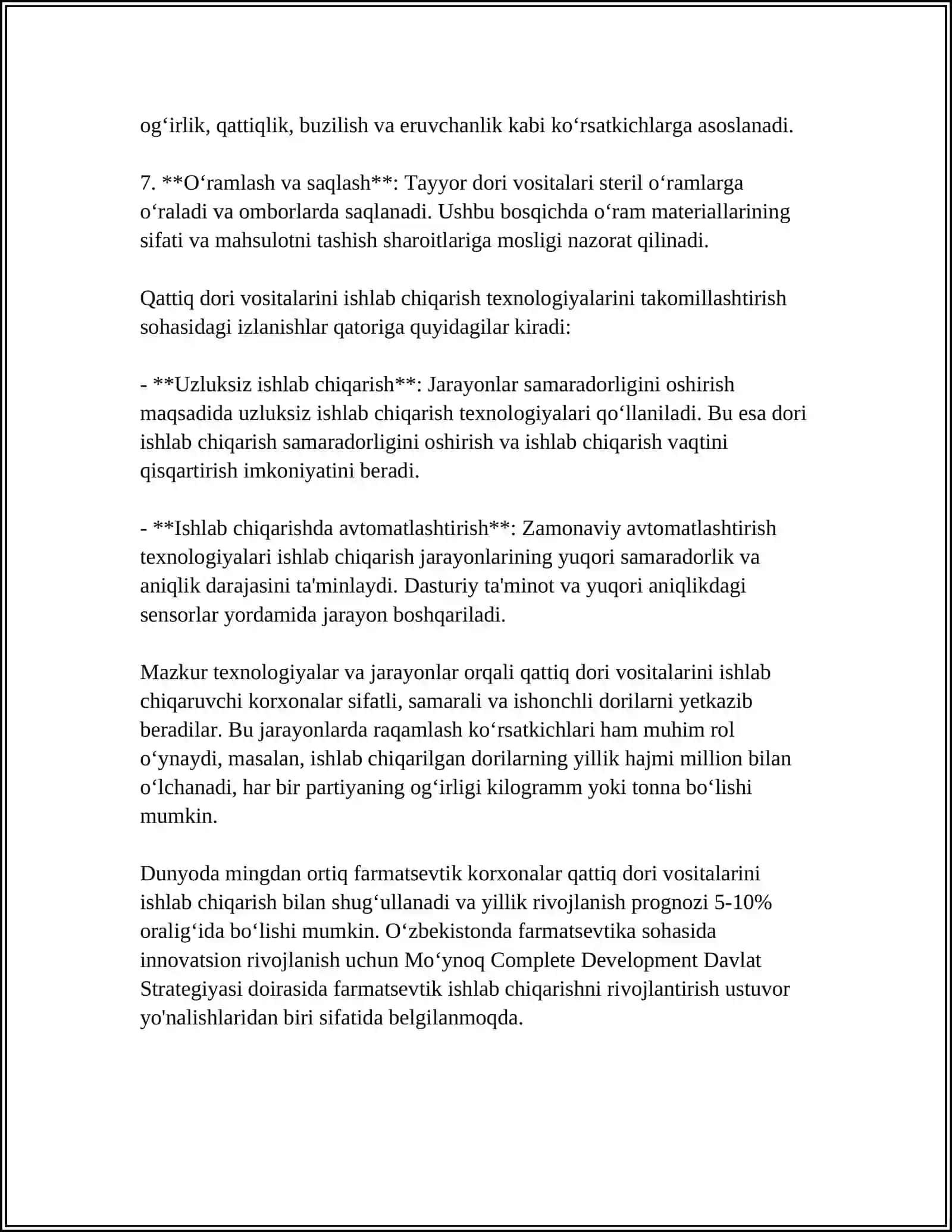 Qattiq dori vositalari ishlab chiqarish texnologiyalari 4