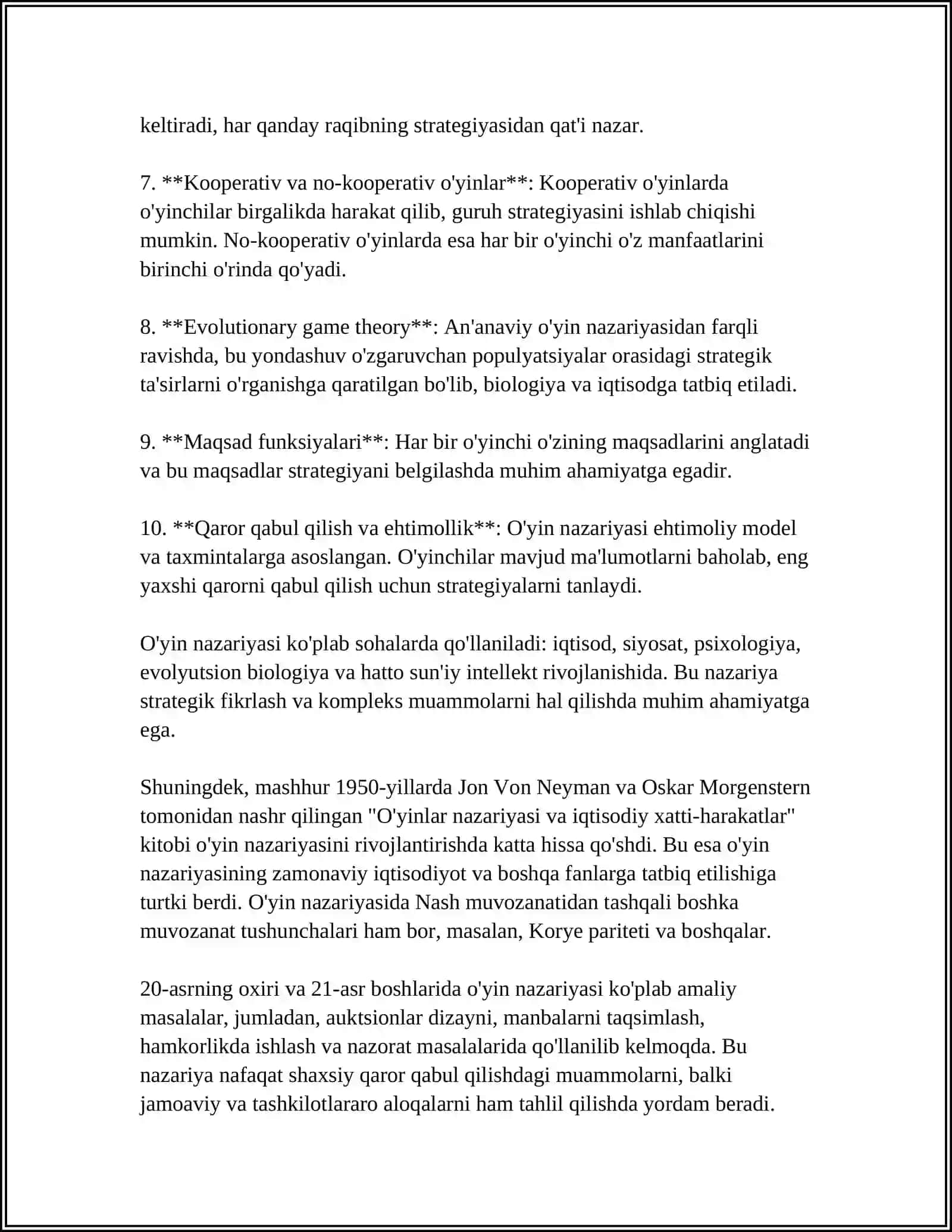 O‘YIN NAZARIYASI VA STRATEGIYANIAMALDA QO‘LLASH 4