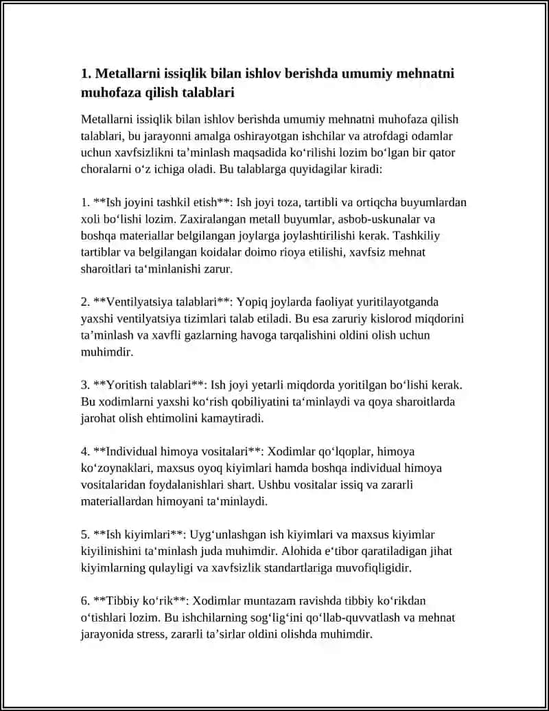 METALLARGA TERMIK ISHLOV BERISHDA MEHNATNI MUHOFAZA QILISH TALABLARI 4