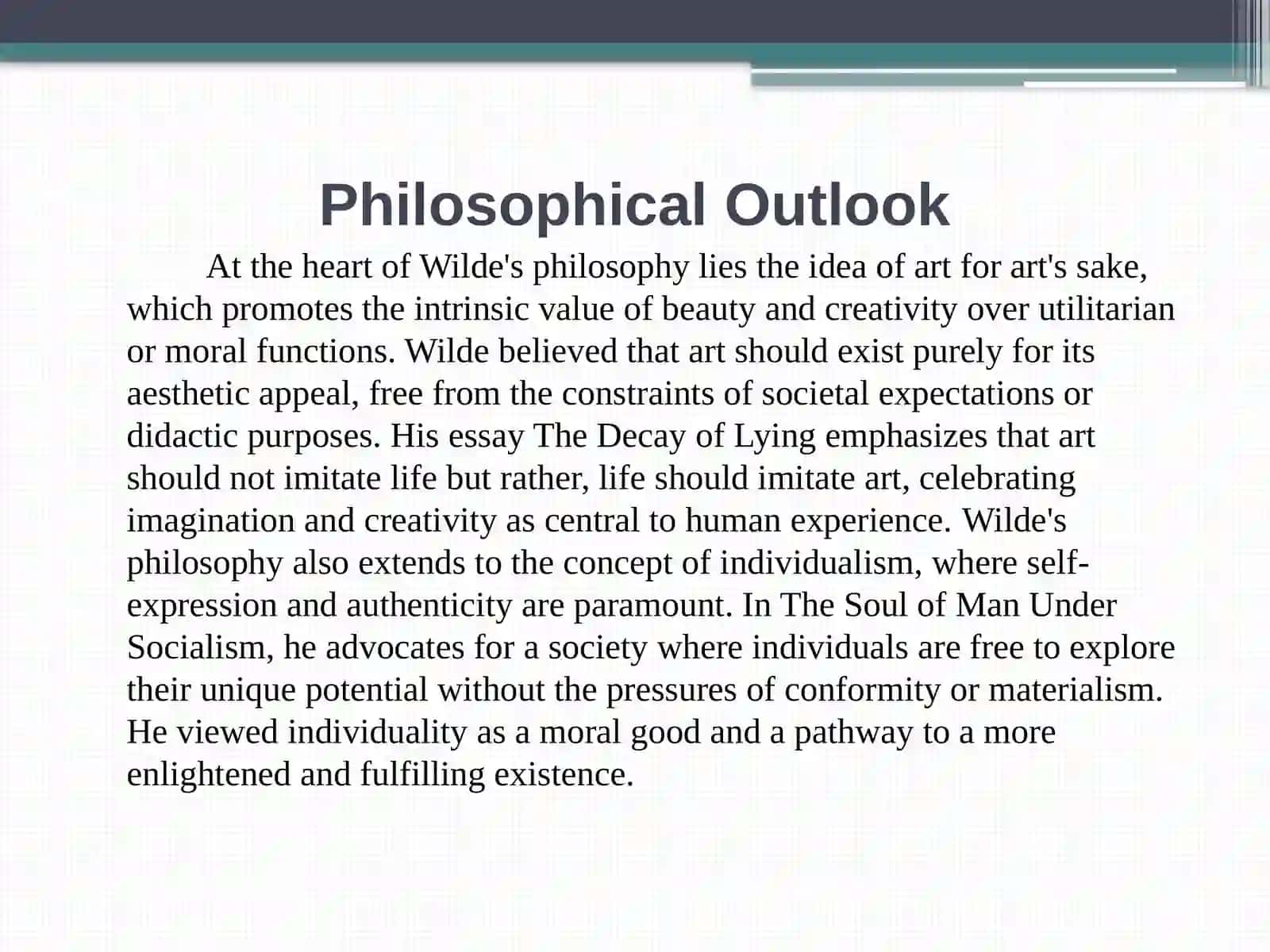 PHILOSOPHY AND LITERARY WORKS OF OSCAR WILDE 4