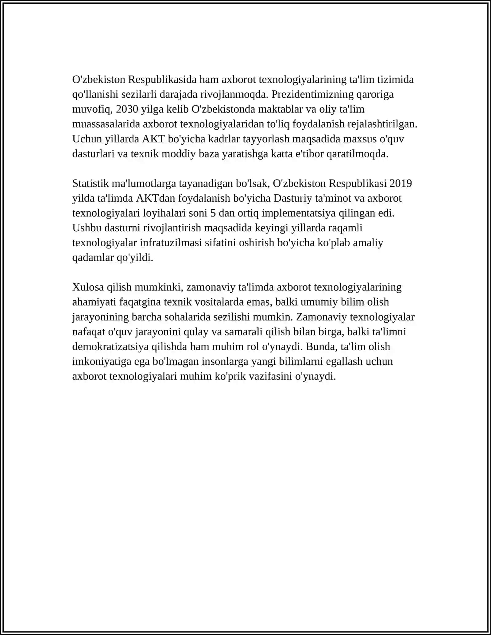 UZLUKSIZ TAʼLIM TIZIMIDA INFORMATIKA AXBOROT TEXNALOGIYALARI FANINI OʻQITISHNING OʻQUV METODIK TAʼMINOTI 4