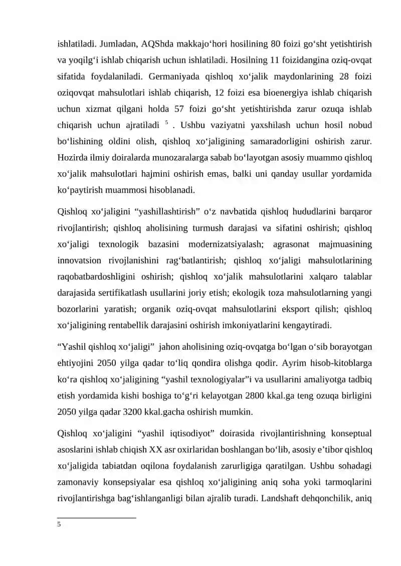 Qishloq xo‘jaligini “yashil iqtisodiyot” asosida barqaror rivojlantirish 4