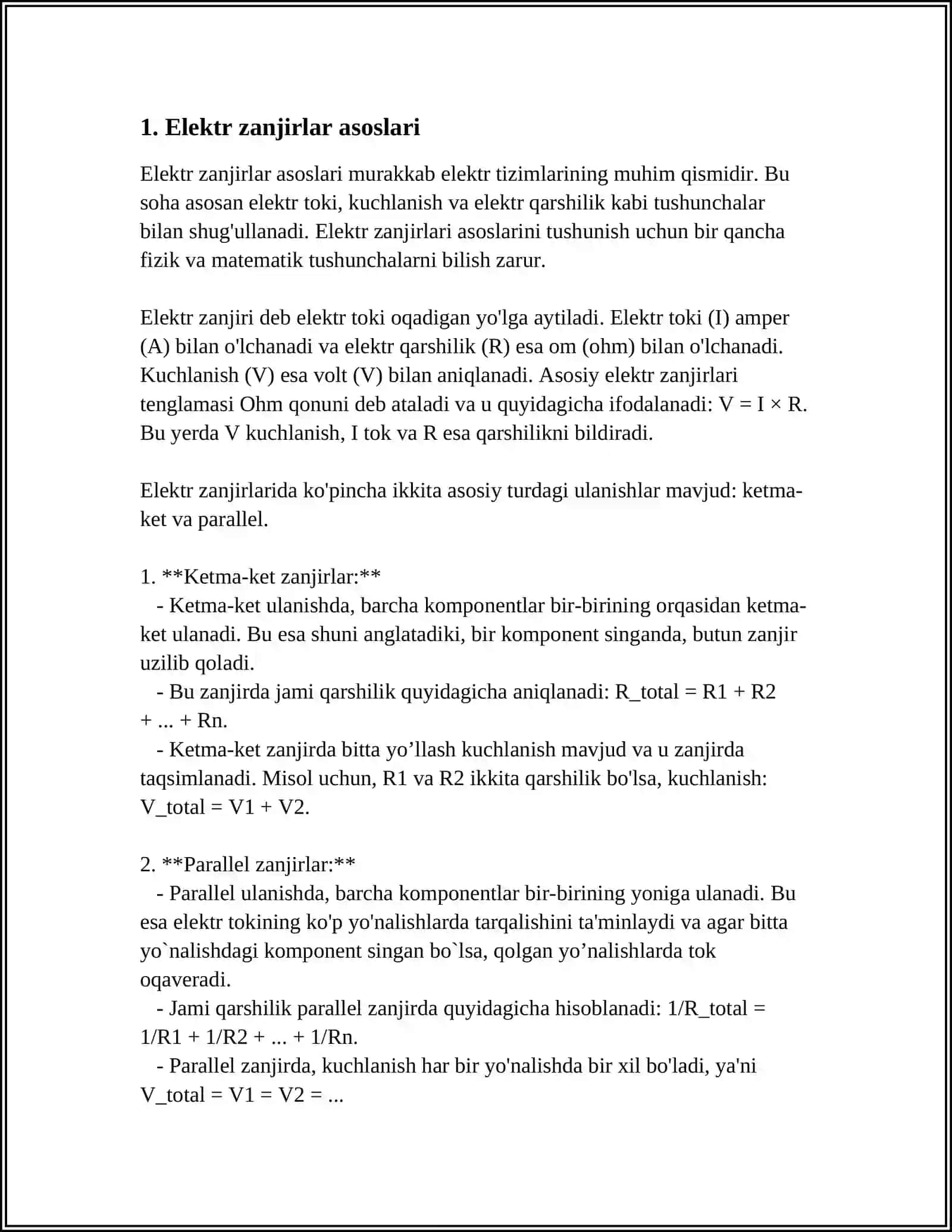 ELEKTR ZANJIRLAR TAHLILIDA INTEGRAL HISOB TATBIQLARI 4