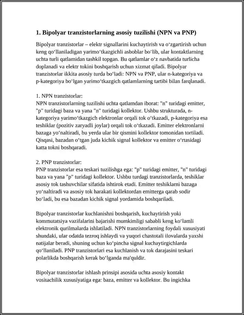 BIPOLYAR TRANZISTORLARNI ULASH SXEMALARI VA XARAKTERISTIKALARI 4