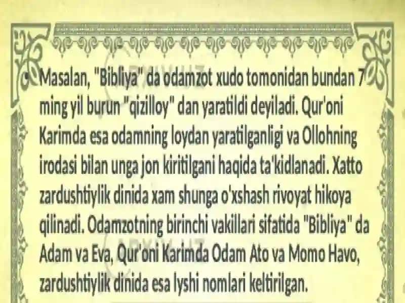 Mavzu:Insoniyatning paydo boliwida diniy va dunyoviy qarashlar. 4