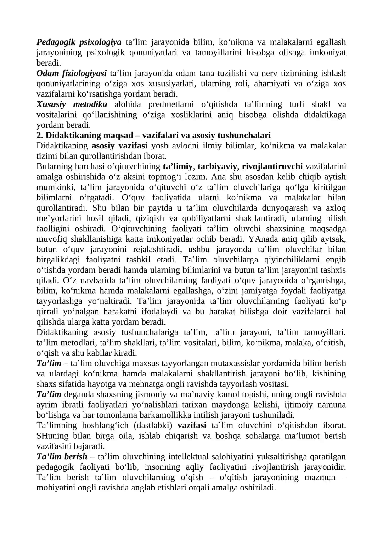Didaktik vositalar. O’qitish usullari va shakillari xaqida tushuncha va didaktika - pedagogik ta’lim nazariyasi sifatida 4