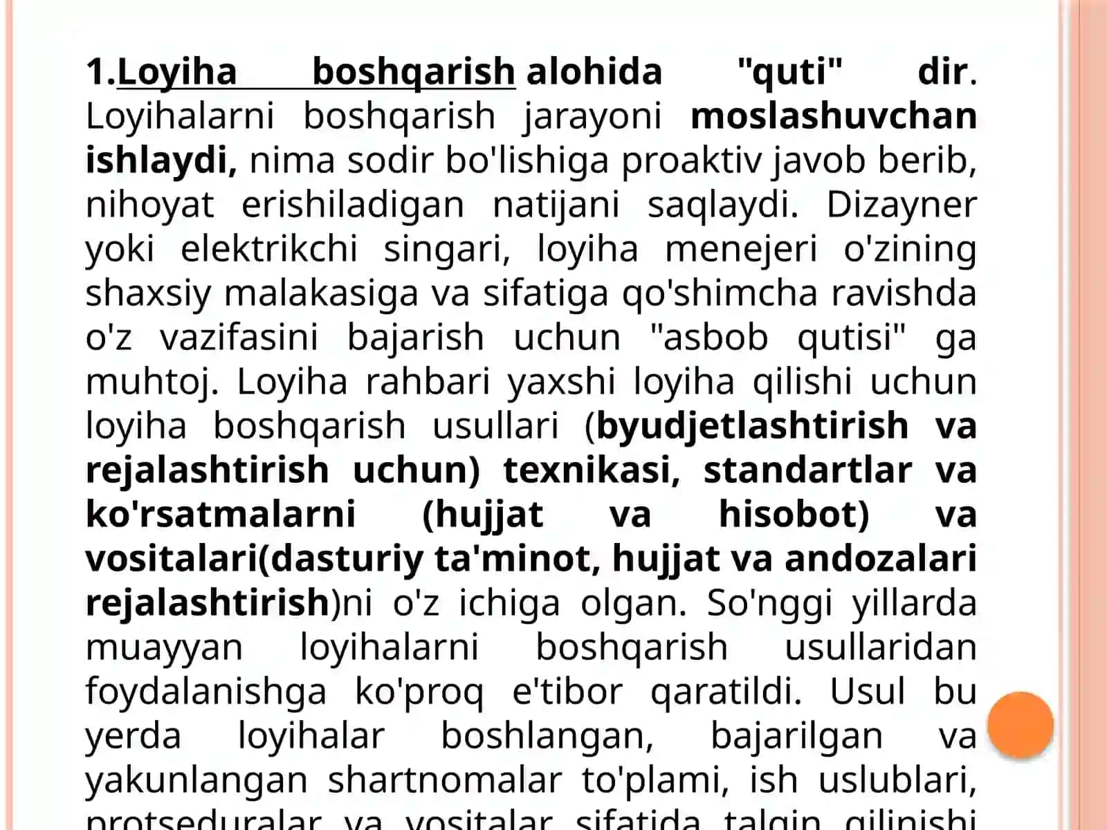 Loyiha boshqaruvining zamonaviy uslublari 4