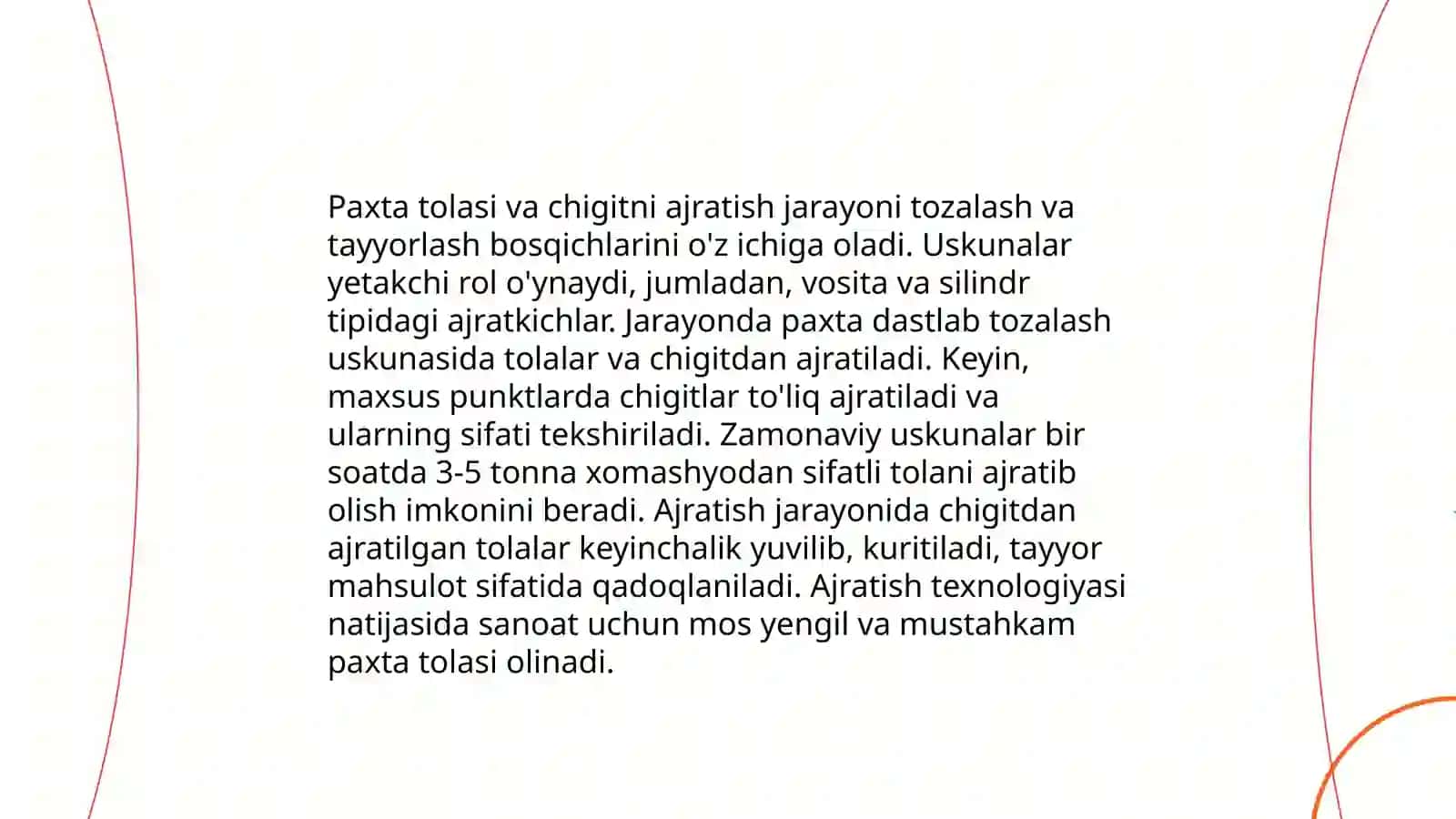 4000 tonna chigitli paxtani valikli jinlarda ishlash tolani tozalash texnologiyasi 4