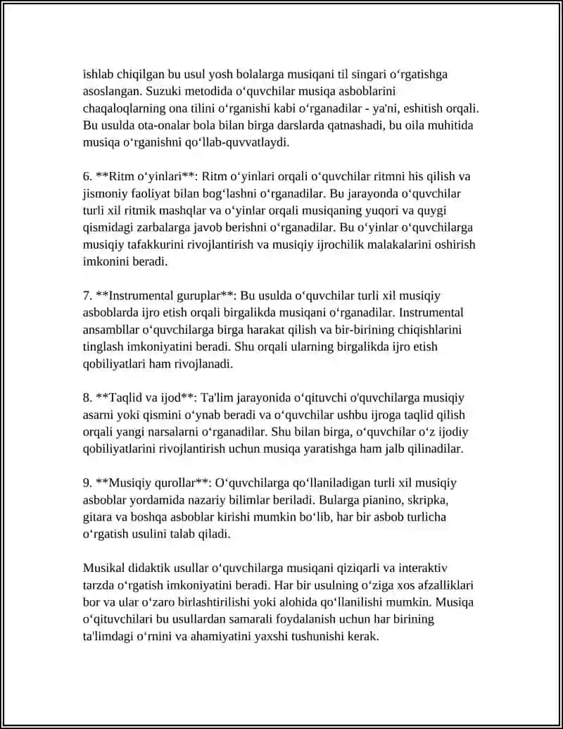 MUSIQA TA'LIM TARBIYASINING ASOSIY METODLARI 4