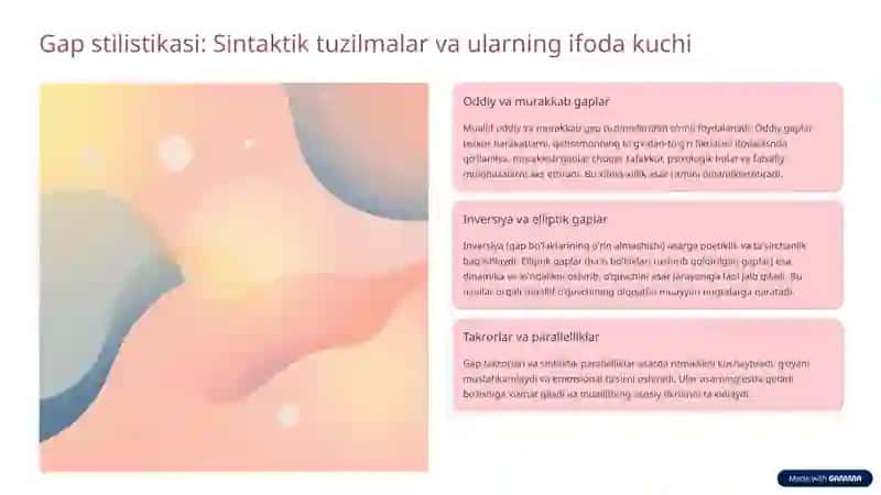 "O'tamdan qolgan dalalar" romanida so'z, gaplar, undov, tasdiq va inkor shakllari 4