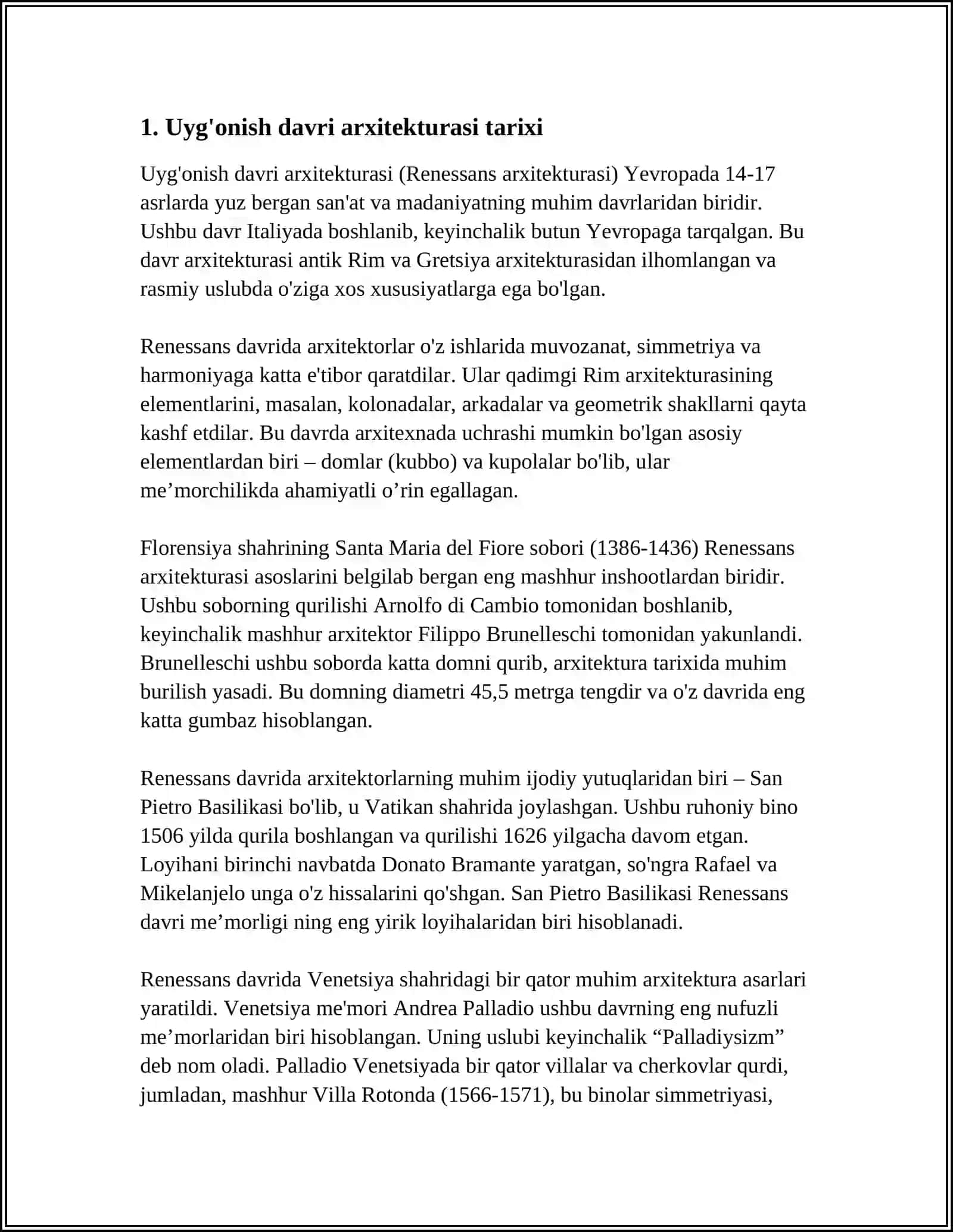 UYG’ONISH DAVRI ARXITIKTURASINING SO’NGGI DAVRIDA SAROY-BOG’ SAN’ATINING RIVOJLANISHI TAVSIFI VA UZIGA XOS JIHATLARI 4