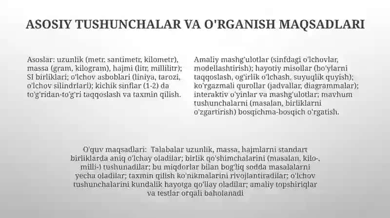 Boshlang‘ich sinflarda asosiy miqdorlar va ularni o‘lchov birliklarini o‘rgatish metodikasi 4