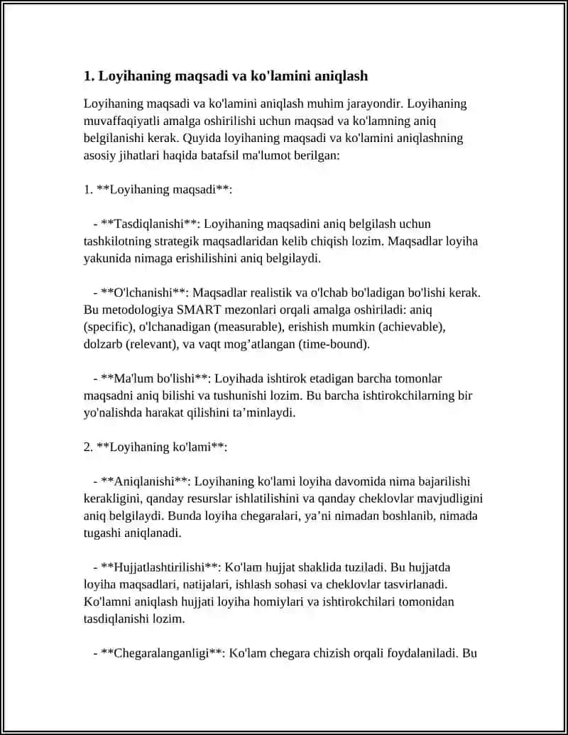 MAHALLIY KORXONA BO'YICHA SWOT TAHLIL TAYYORLASH, MUAMMONI ANIQLASH, LOYIHA SHAKLIDA ISHLAB CHIQISH 4