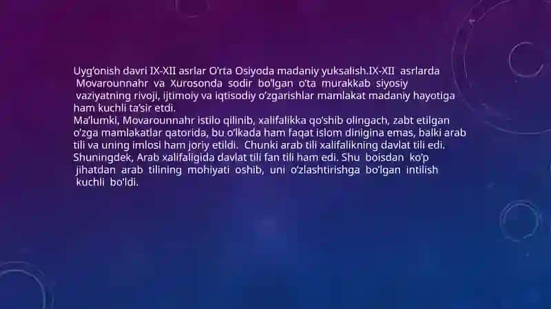 IX-XII asrlarda Markaziy Osiyo xalqlarining uyg’onish davri:ijtimoi iqtisodiy va madaniy taraqqiyot 4