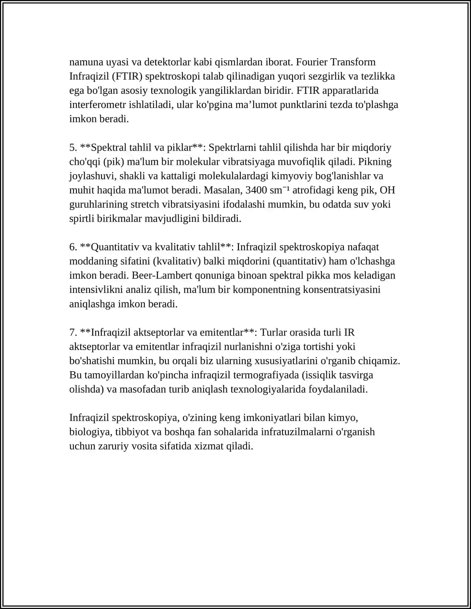 INFRAQIZIL SPEKTRASKOPIKTAHLILGA OID DIAGNOSTIK MALUMOT 4