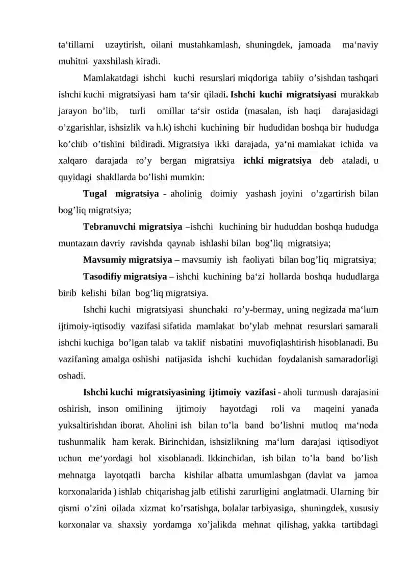 Ishchi kuchini takror hosil qilish va uning xususiyatlari 4