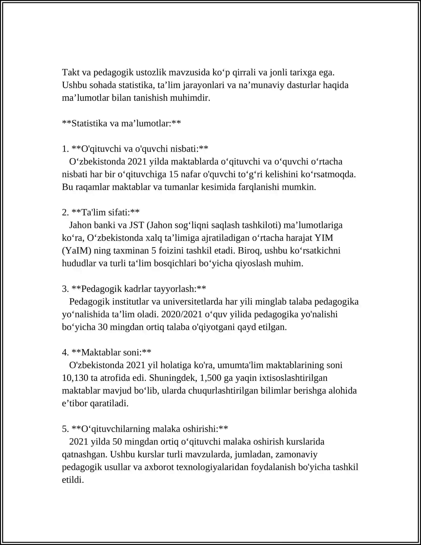 TAKT VA PEDAGOGIK TAKT HAQIDA TUSHUNCHA. PEDAGOGIK TAKTNI QO'LLASH SHARTLARI. PEDAGOGIK ODOB 4