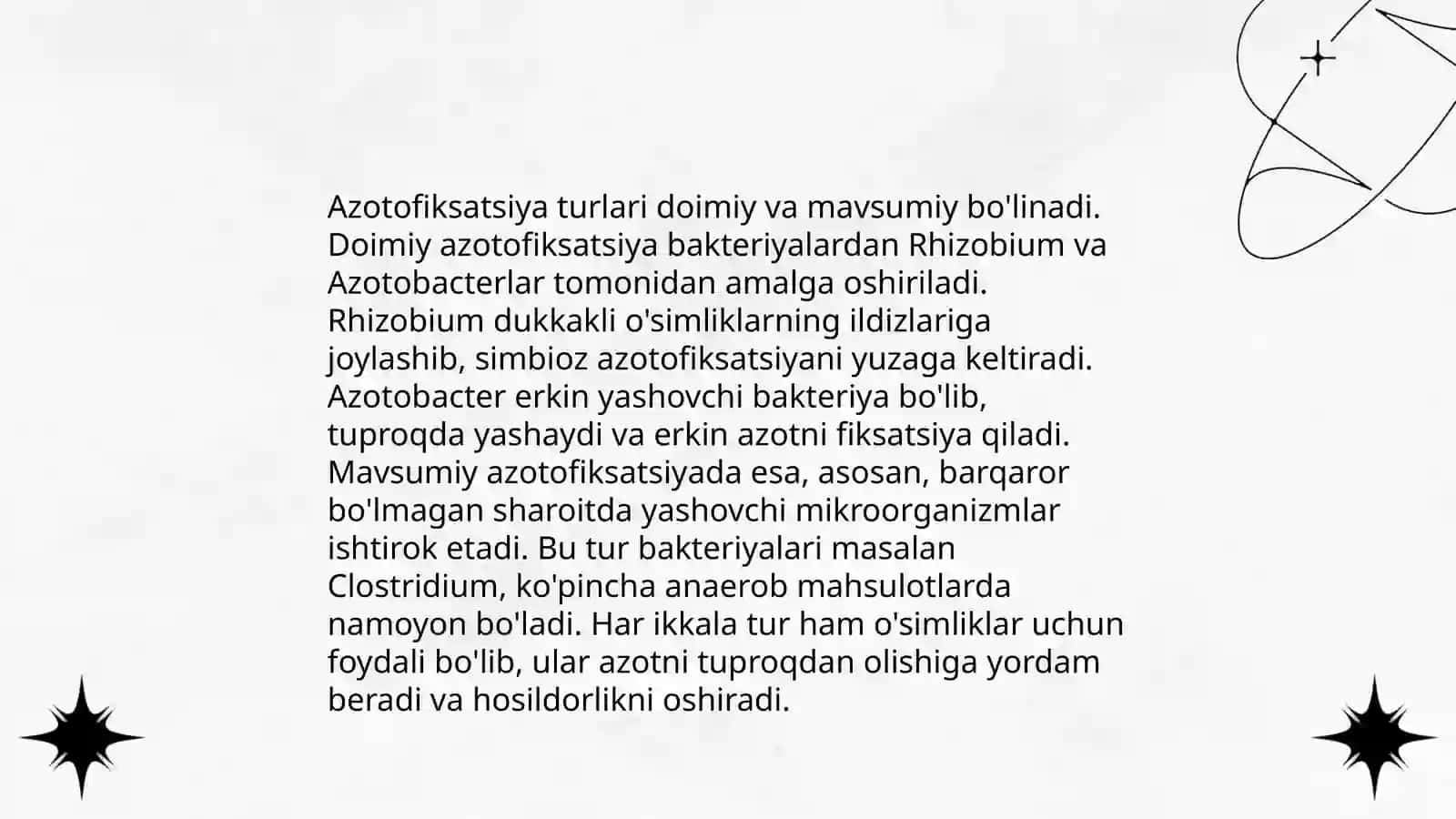 Azotofiksatsiya jarayoni va azotofiksatsiya jarayonining ximizmi bilan tanishish 4