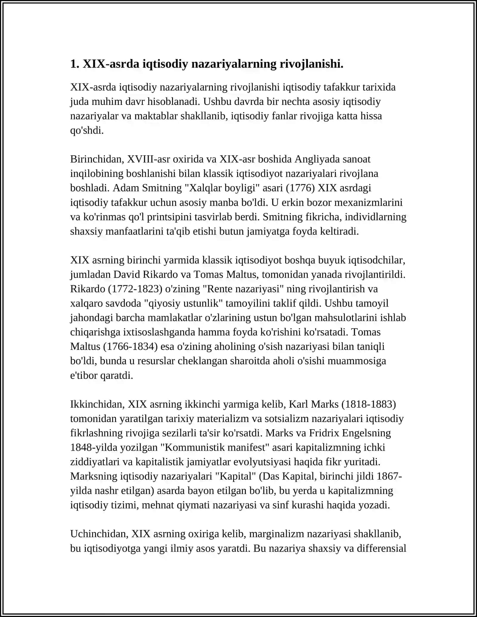 XIX-ASR O'RTALARIDAGI NAMOYONDALAR: SENIOR BASTIYA, MAK KULLOX VA KERILARNING IQTISODIY QARASHLARI 4