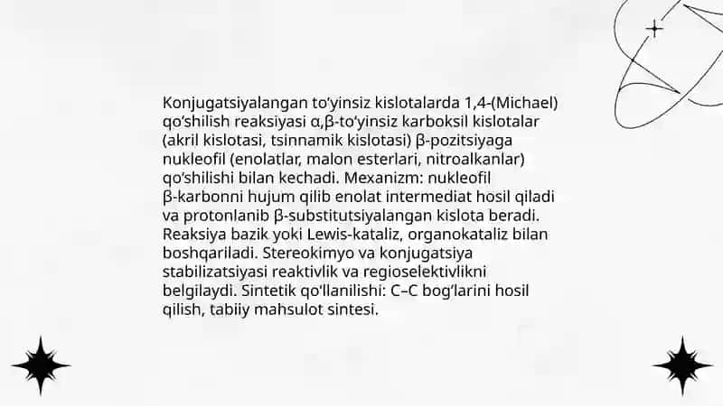 To’yinmagan va aromatik monokarbon kislotalarning o’ziga xos reaksiyalari 4