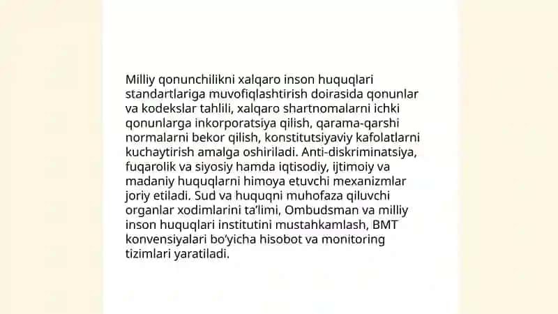 Yangi O‘zbekistonda inson haq-huquqlari va erkinliklari kafolatining yaratilishi 4