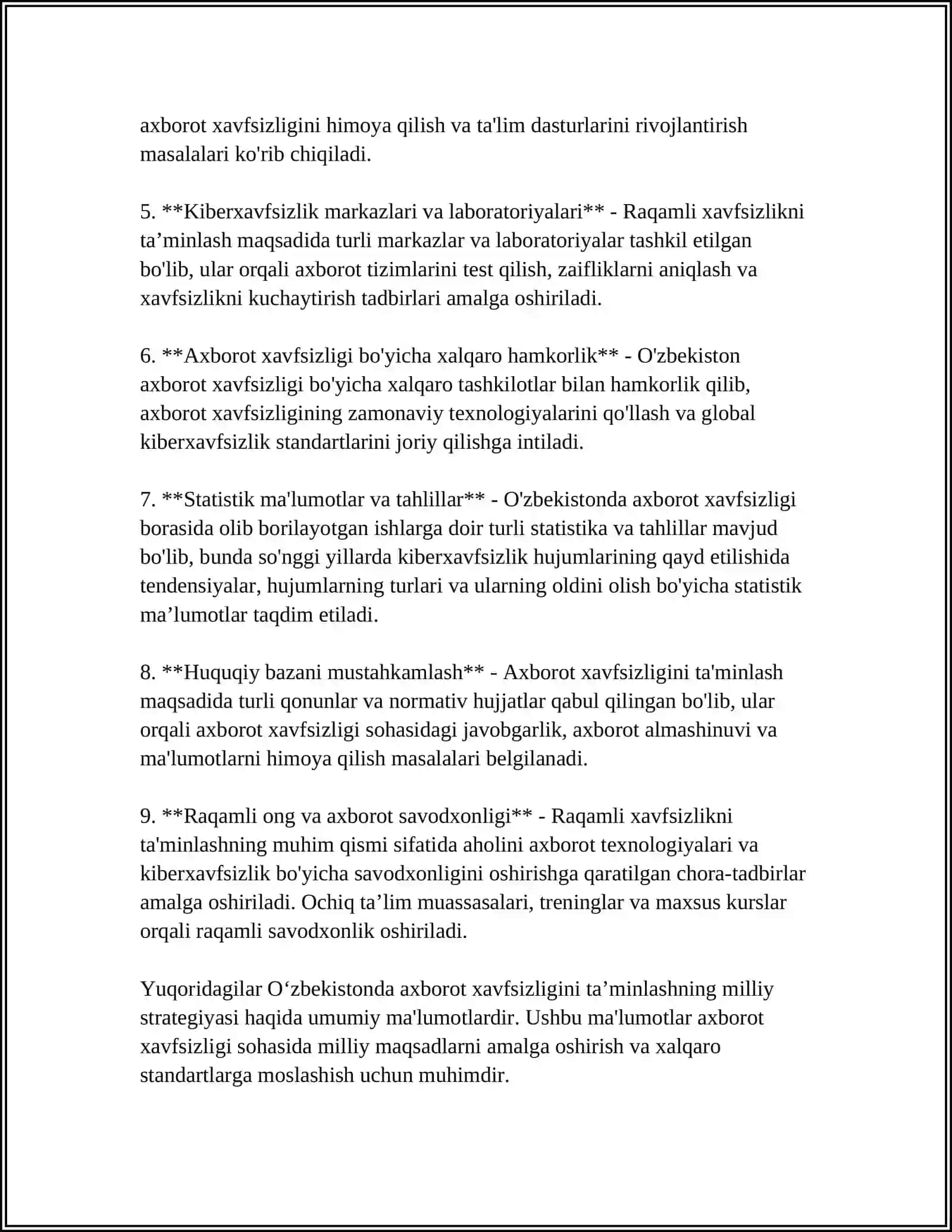 O'zbekistonda axborot xavfsizligini ta’minlashning milliy strategiyasi 4