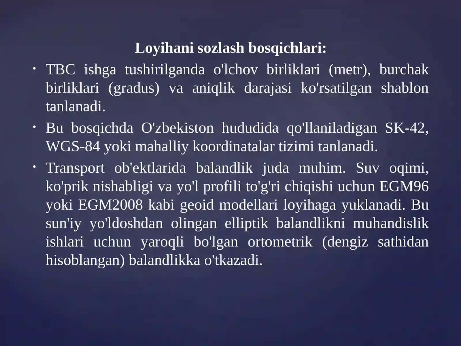 Trimble Business Center dasturiy yordamida GNSS qiymatlarini qayta ishlash 4