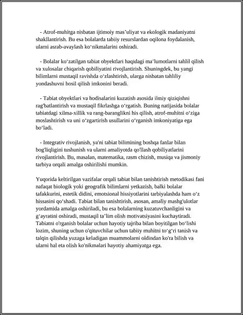 TABIAT BILAN TANISHTIRISH METODIKASI FANINING PREDMETI MAQSAD VA VAZIFALARI 4