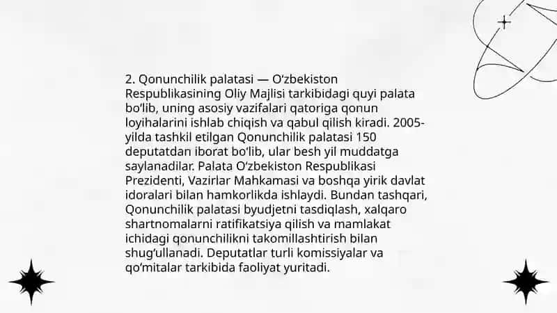 Oliy Majlis qonunchilik palatasining huquqiy holati 4