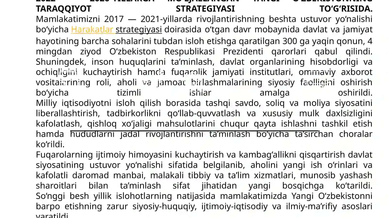 O'zbekiston Repuplikasi Prezidendi SH.M.Mirziyoyevning Yangi O'zbekiston taraqqiyoti strategiyasi kitobi 4
