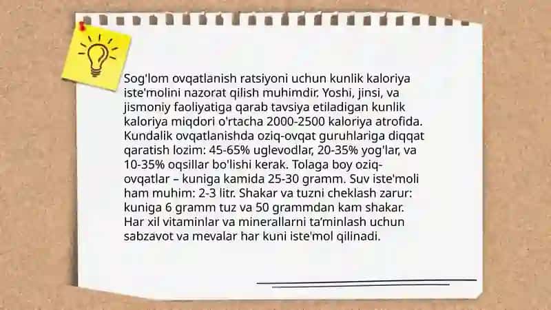 Vitaminlar ovqatlanish ratsioni rejimi va tartibga doir masala va mashqlar. 4