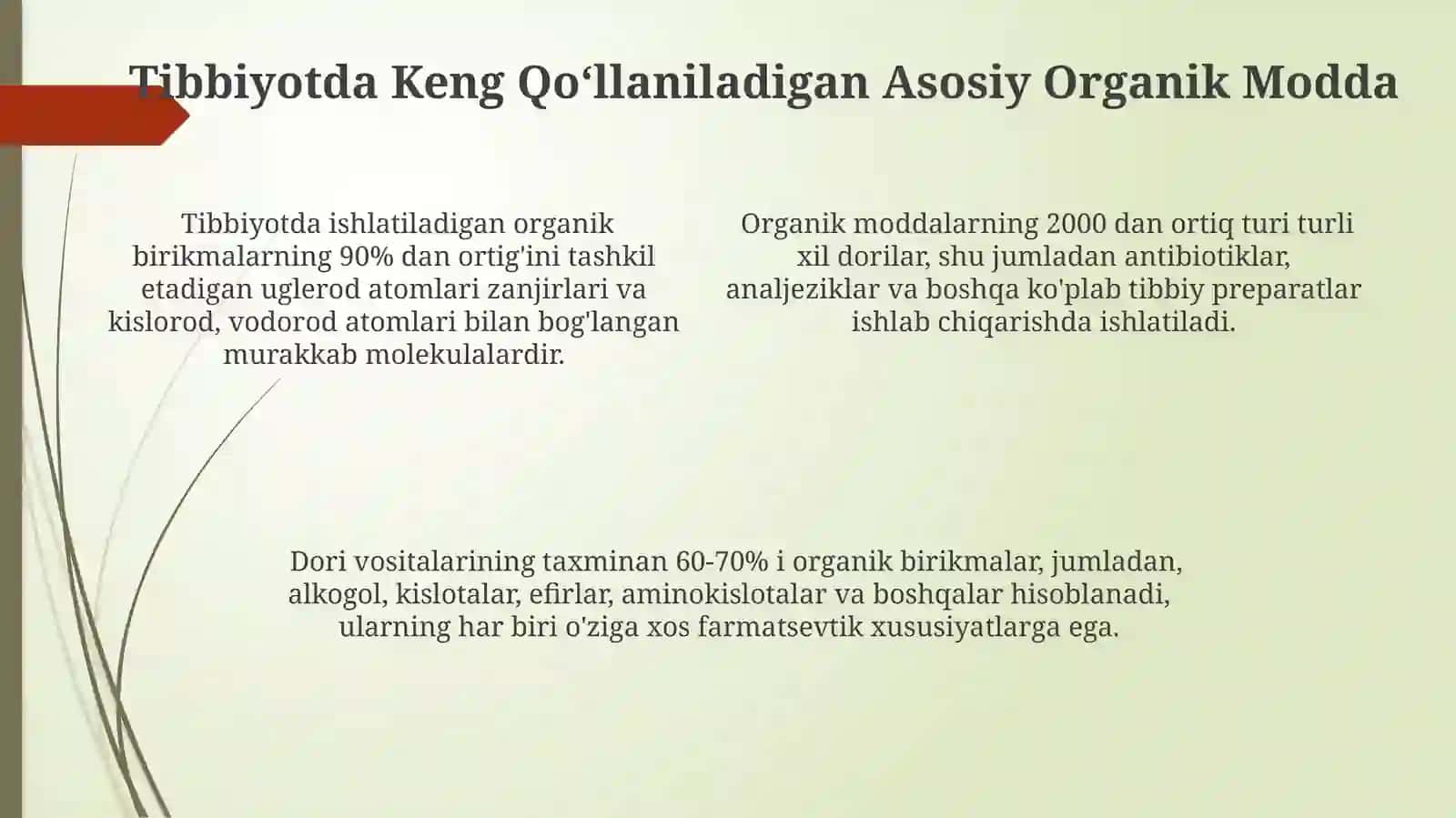 Sanoada keng qollaniladigan asosiy organik Modda 4