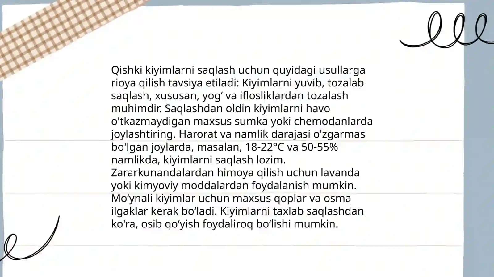 Ustki kiyimlar hamda oyoq kiyimlarini saqlash qoidalari 4