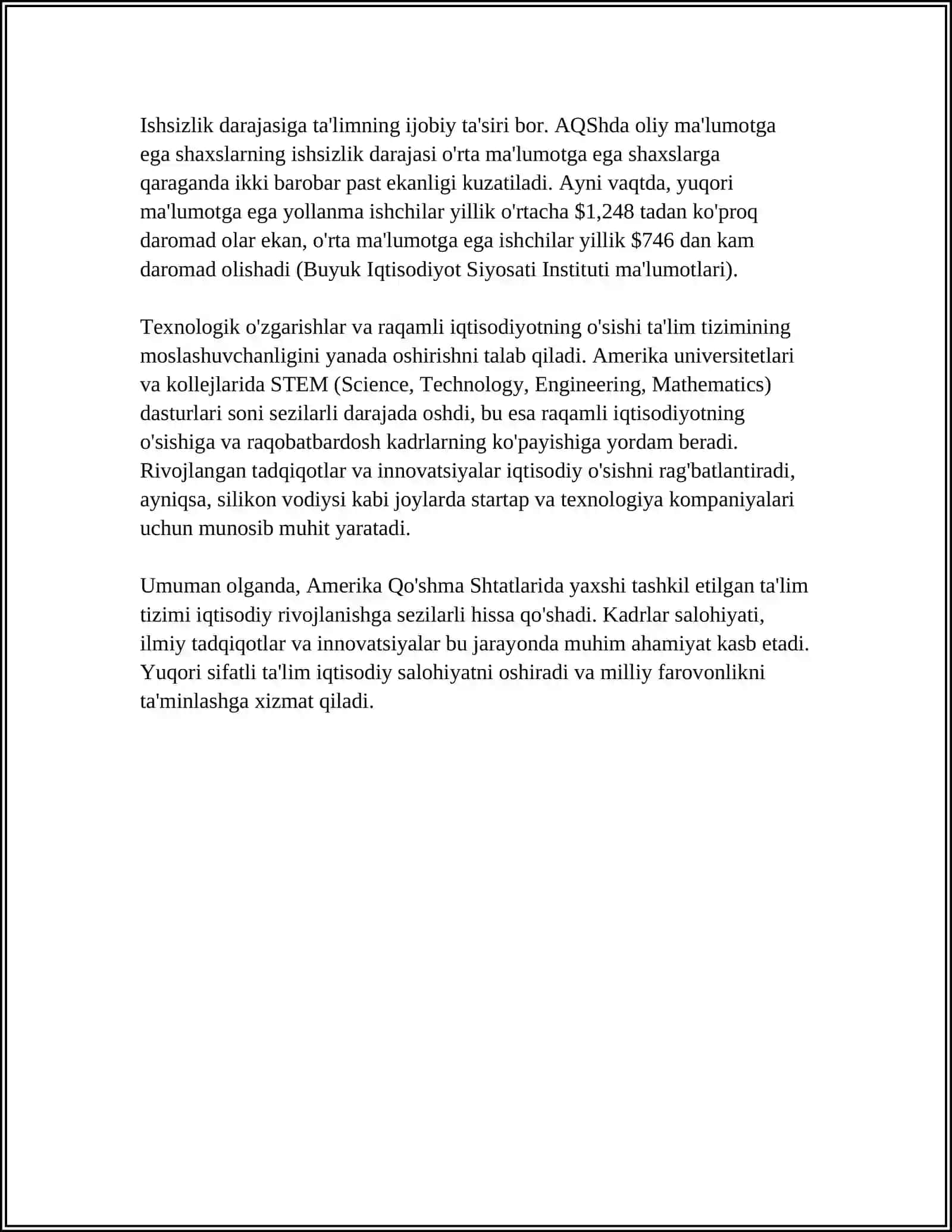 AQSHda ta'lim Tizimi va uning Iqtisodiy Rivojlanishga Ta'siri 4