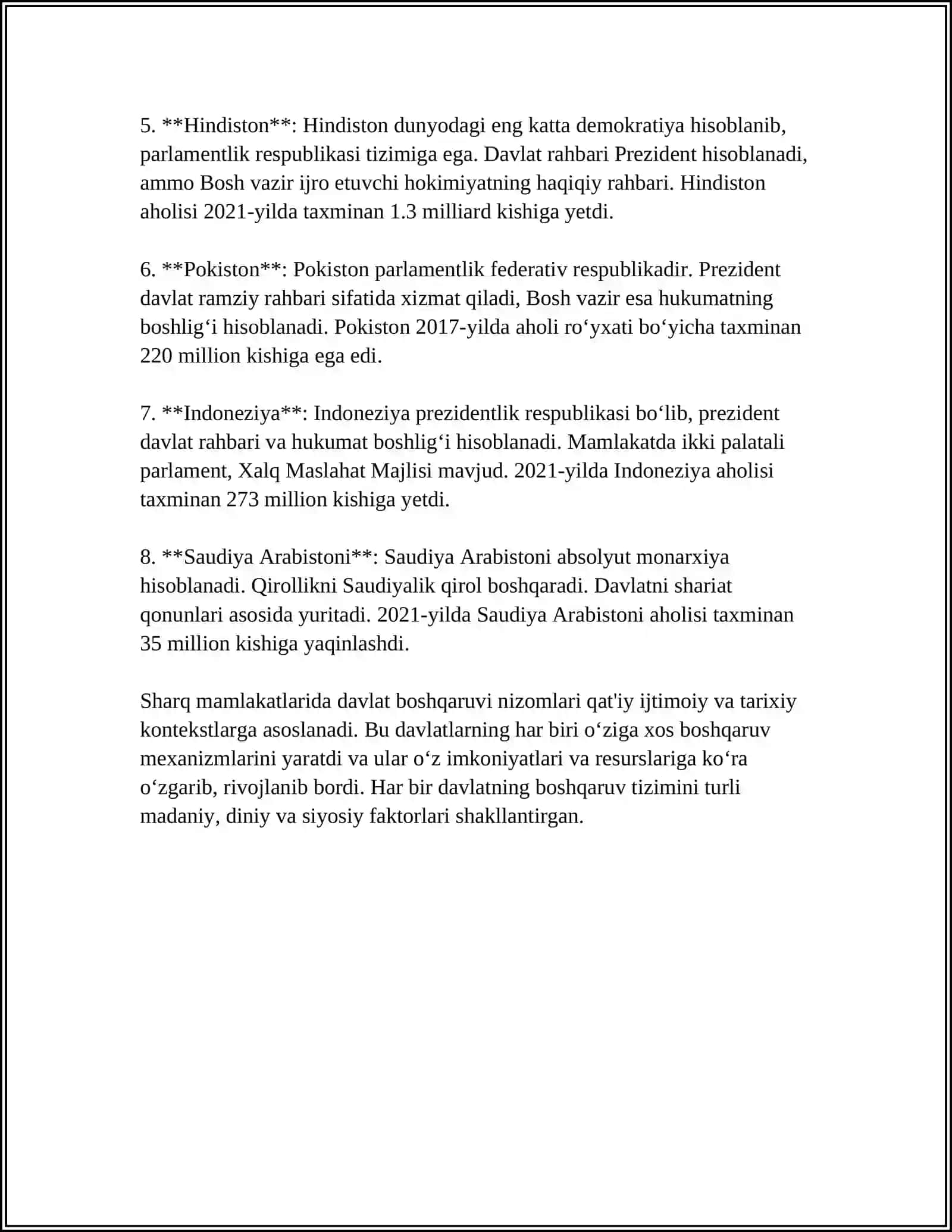 SHARQ MAMLAKATLARIDAKUCH, DAVLAT VA IJTIMOIY -IQTISODIY TARAQQIYOT 4