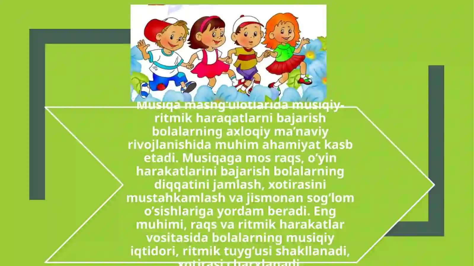 Bolalarning musiqa ta'lim fanidan tayyorlagan taqdimot ishi 4