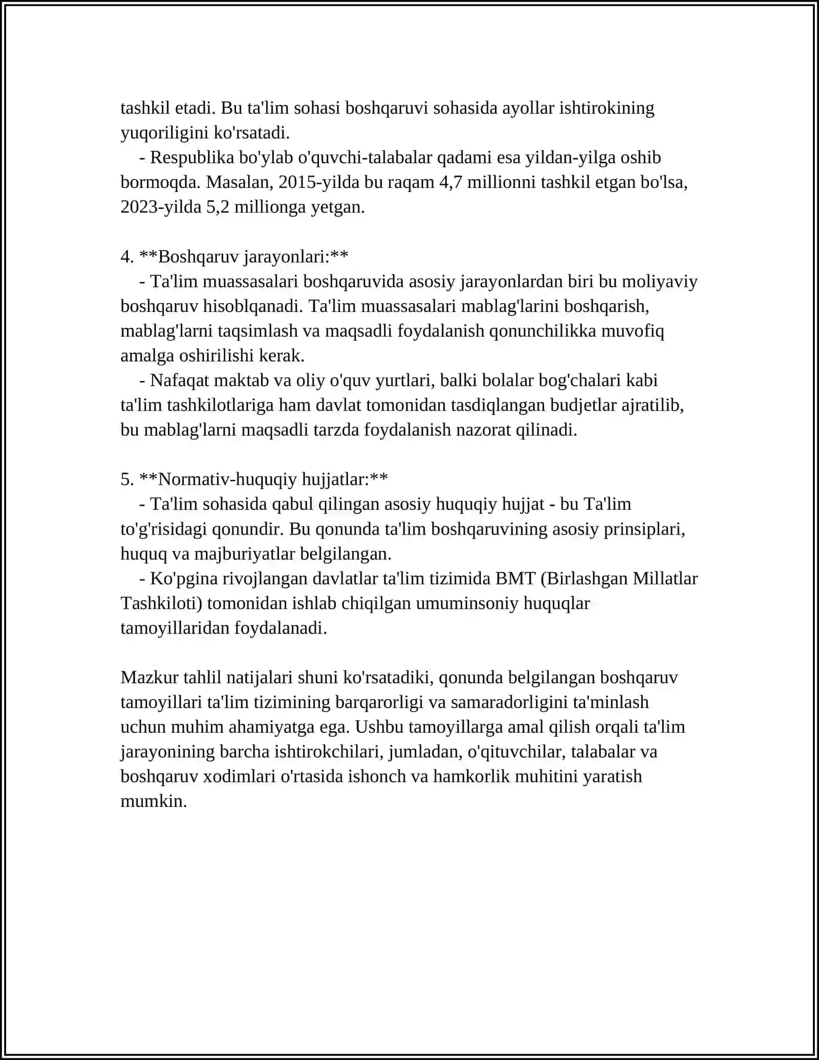 2.“TA’LIM TO‘G‘RISIDA” QONUNDA BELGILANGAN BOSHQARUV TAMOYILLARINI TAHLILI (REFERAT) 4