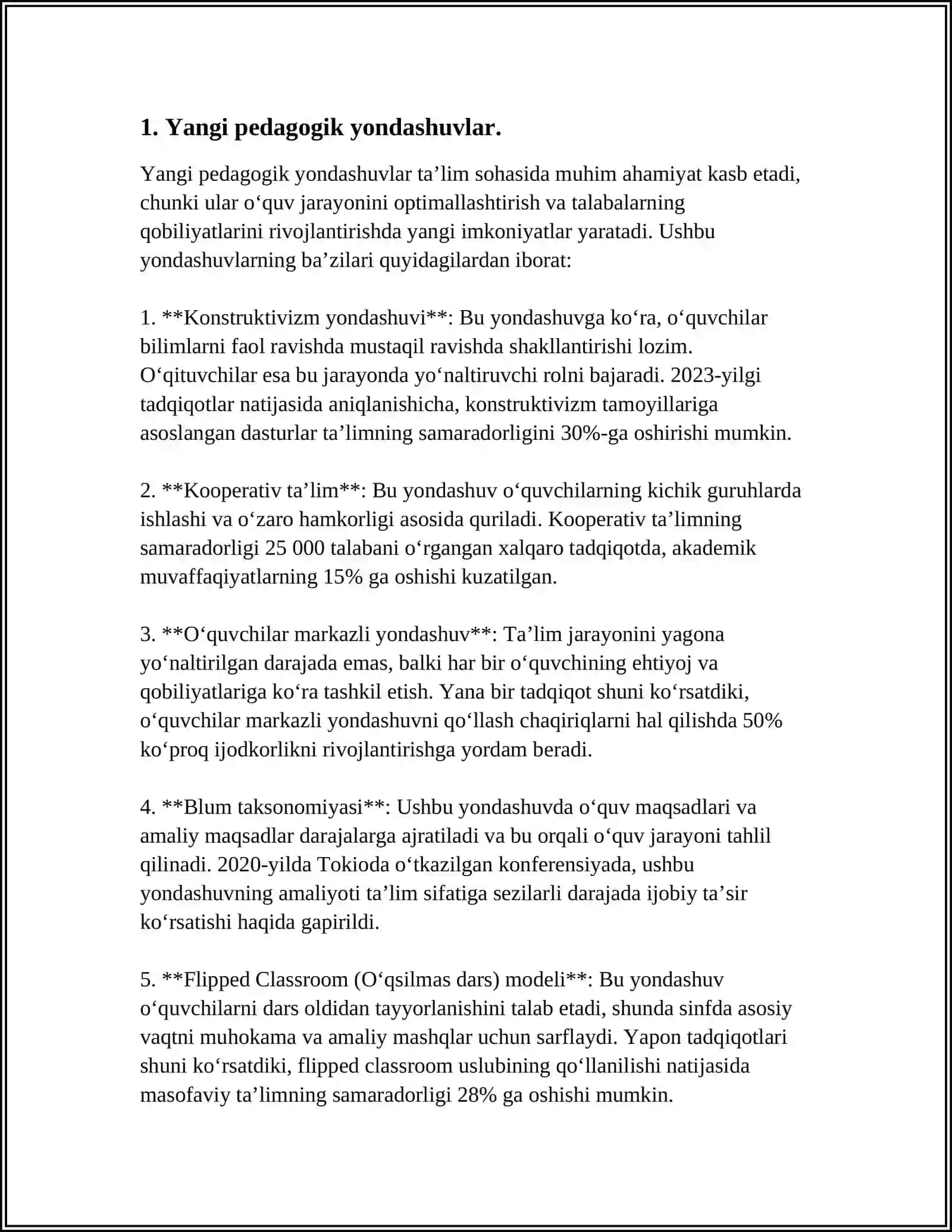 YANGI PEDAGOGIK BOSHLANĢICH TA'LIMDA TABIIY FAN VA FAOL PEDAGAGIK METODLAR ASASIDA DARS USHLANMALARINI TUZISH VA TAHLIL QILILISH 4