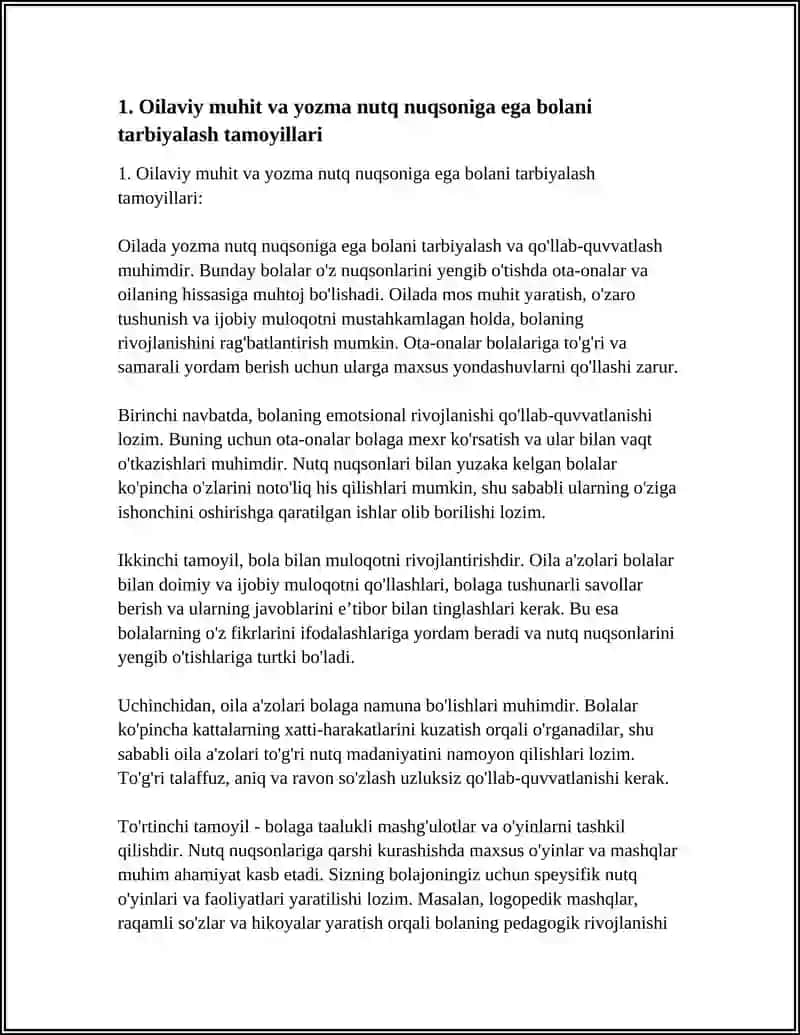 YOZMA NUTQ NUQSONIGA EGA BOLALARNI OILADA TARBIYALASHNING KORREKSION YONALGANLIGI 4