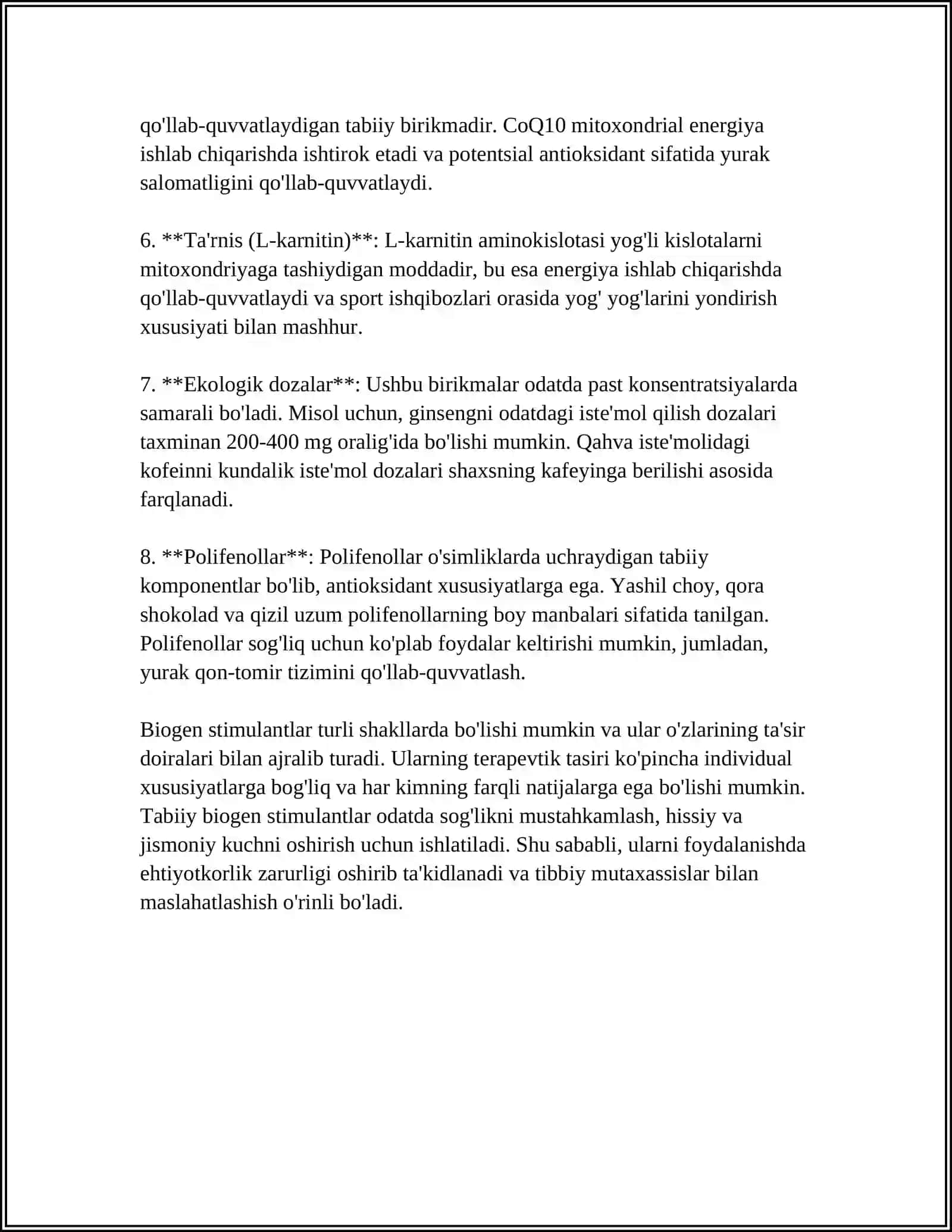BIOGEN STIMULLOVCHI TA’SIRGA EGA TABIIY BIRIKMALAR HAQIDATUSHUNCHA 4