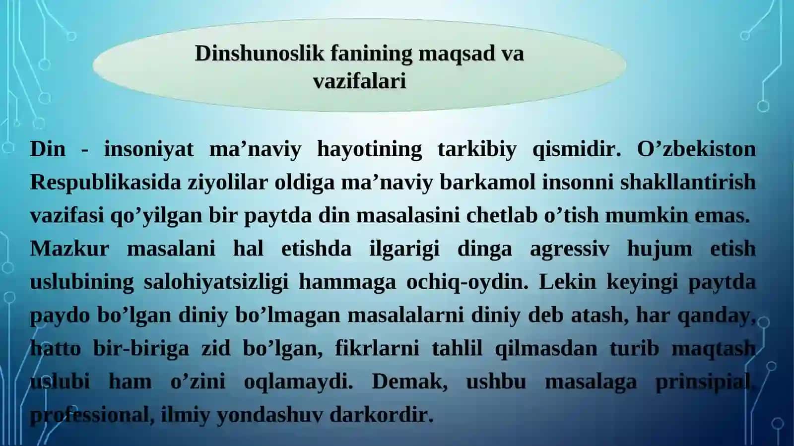DINSHUNOSLIK FANINING PREDMETI, MAQSADI VA VAZIFALARI 4
