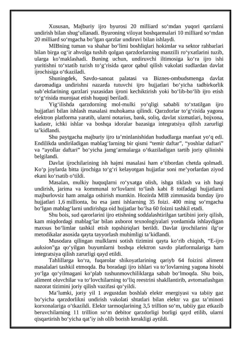O‘ZBEKISTON RESPUBLIKASIDAGI IQTISODIY, IJTIMOIY-SIYOSIY VOQEALARGA DOIR MA’LUMOTLAR 4