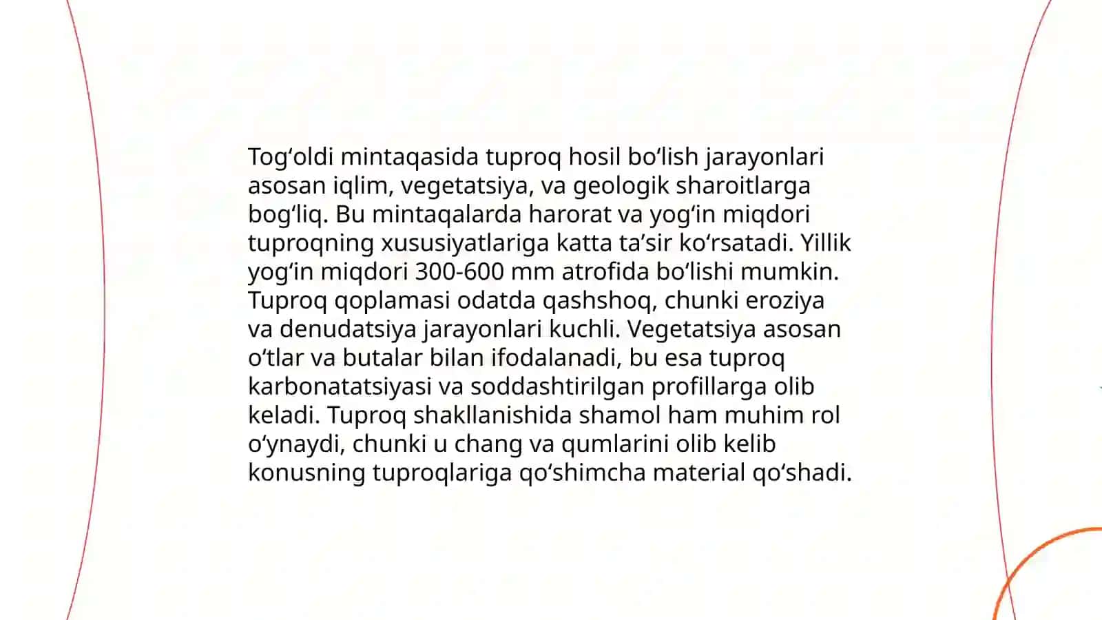 Oʻzbekistonning togʻ va togʻoldi mintaqasi tuproqlari geografiyasi va uni muhofaza qilish 4