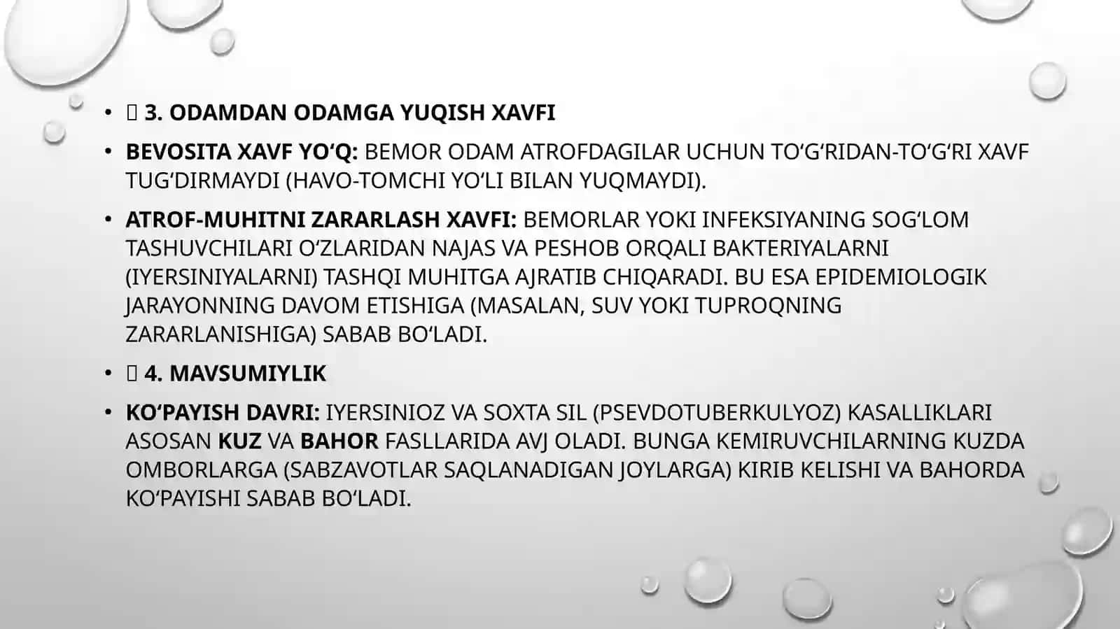 Ichak iersinozlari  kelib chiqishi, profilaktikasi va epidemiyaga qarshi chora- tadbirlarni tashkillashtirish. 4
