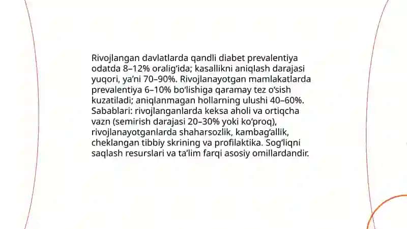 Qandli diabetning dunyo miqyosidagi epidemiologik holati va tendensiyalari 4