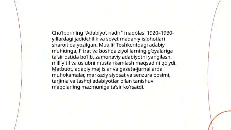 Fitratning "Adabiyot qoidalari" va Chólponning "Adabiyot nadir" tahlili 4