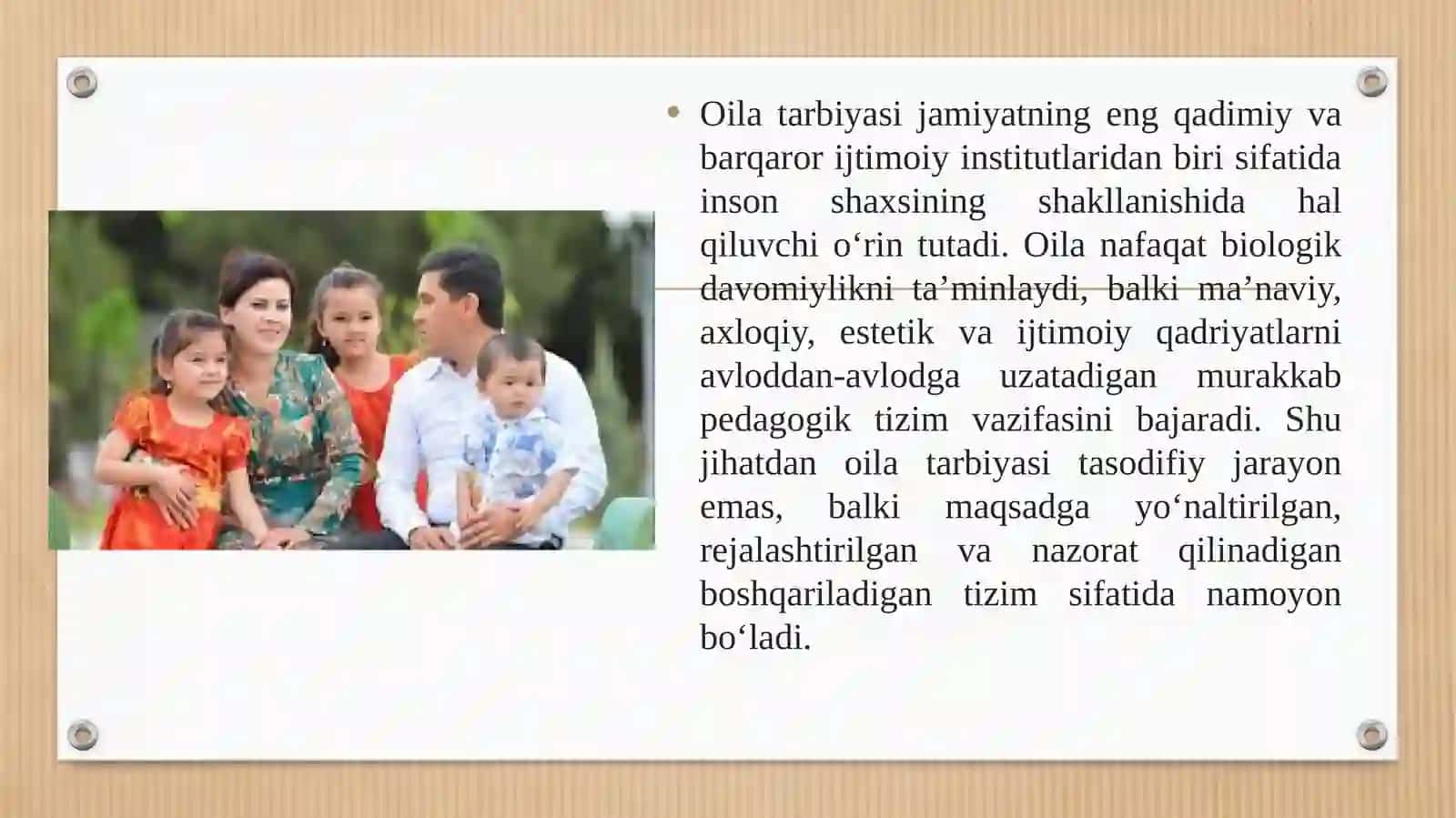 Oila tarbiyasi - boshqariladigan tizim 4